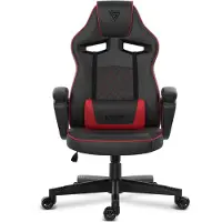 Sense7 Knight Gaming Stoel, Kunstleer, Zwart-Rood - Ergonomische bureaustoel, computerstoel, gaming stoel met wiegfunctie, geschikt voor gamers, maximaal gewicht 120 kg