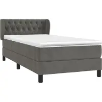 Syfax Boxspring met matras fluweel donkergrijs 90x200 cm