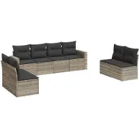 vidaXL 8-delige Loungeset met kussens poly rattan lichtgrijs