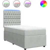 Syfax Boxspring met matras fluweel lichtgrijs 90x200 cm
