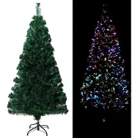 The Living Store Kunstkerstboom met standaard, groen, 150 cm, met fiberoptiek
