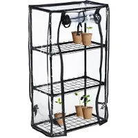 Relaxdays kweekkas balkon - 3 etages - 80 x 48 x 24,5 cm - foliekas - pvc-folie - staal