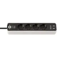 Brennenstuhl stekkerdoos met 4 stopcontacten en USB zwart/wit (1,5 meter)