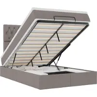vidaXL Ottoman bed met matras en LED's 120x200cm stof taupe