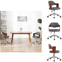 vidaXL Draaibare bureaustoel, grijs, beukenhout en stof - Bureaustoelen