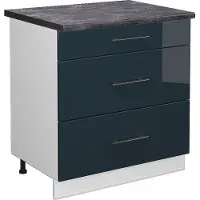 Vicco Fame-Line Keukenkasten – 80 cm met 3 laden, WB Antraciet Donkerblauw hoogglans