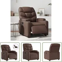 The Living Store Loungestoel - Elektrische Fauteuil - Fauteuil verstelbaar elektrisch kunstleer bruin - Lederlook - Fauteuils - Ergonomische Stoel