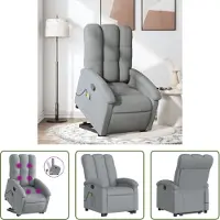 The Living Store De Living Store massagestoel met opstahulp, lichtgrijs, met stoffen bekleding