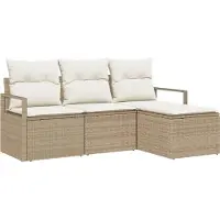 vidaXL Bankset, 4 stuks, beige en crème, van polyrotan