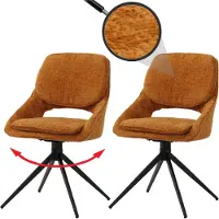 Mendler Set van 2 eetkamerstoelen -N73, keukenstoel, draaibaar met terugloop, stof/textiel chenille (490g/m²) Oeko-Tex ~ okergeel