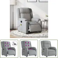 The Living Store Massagestoel - Elektrische Massagestoel - Massagestoel elektrisch verstelbaar stof lichtgrijs - Loungestoel - Comfortstoelen - Ergonomische Stoel