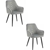 Leobert Chaise - - Nana - Fluweel, grijs/zilverkleurig, met zwarte poten - Set van 2