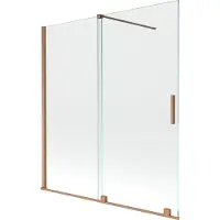 Mexen Velar badwand 2-delig schuifbaar 150 x 150 , transparant, geborsteld koper - 896-150-000-01-65