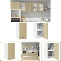 The Living Store Keukenkast - Hangkast - Hangkast Lyon 29,5x31x60 cm bewerkt hout sonoma eikenkleurig - Houten Kast - Opslagoplossing - Sonoma Eiken