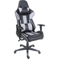 MCW Bureaustoel -F84, bureaustoel gamestoel directiedraaistoel, kunstleer ~ zwart/grijs