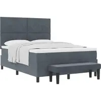 vidaXL Boxspring bed met hoofdeinde Donkergrijs 200 x 140 cm Fluweel