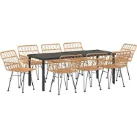 vidaXL Tuin Eettafel Set 9 st Bruin Gepoedercoat staal