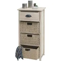 Mendler Ladekast -K84 met manden, ladekast, hout 83x40x29cm ~ naturel, manden lichtbruin