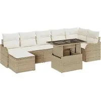 vidaXL Tuinbank Set 8 st Beige [Synthetisch]: Poly Riet