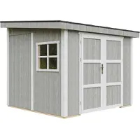 Timbela M938B-TUNDRA GREY - LP SmartSide Tuinhuis op houtbasis - 5,9 m² - 248x294xH231 cm - zonder vloer en zijwand (totaal 3 wanden) met verf