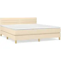 vidaXL Boxspring met matras stof crèmekleurig 180x200 cm