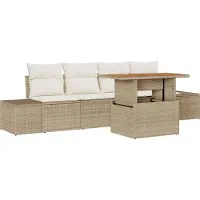 vidaXL Tuinset met 5 delen, beige en crème kleur