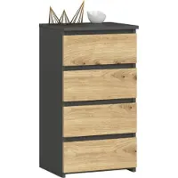 Akord Kommode CL4 met 4 Lades / Furniture Factory / Grafietgrijs - Artisan Eik / 40x74x35 cm