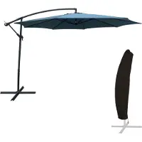 Happy Garden OAHU ronde parasol 3,50m diameter blauw grijs + hoes