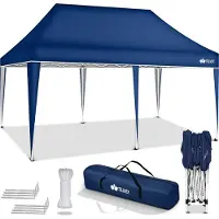 Tillvex Paviljoen, 3 x 6 m, waterdicht, pop-upvouwtent, in hoogte verstelbaar, tuintent, uv-bescherming 50+, partytent met tas, blauw
