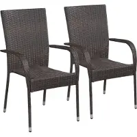 Syfax Tuinstoelen stapelbaar 2 st poly rattan bruin