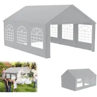 XMTECH Partytent, paviljoen, 4x6 meter, waterdicht, UV-bescherming 50+, met afneembare zijpanelen, tuinpaviljoen, feesttent, 24m², met PE-doek, stabiel en weerbestendig – Grijs