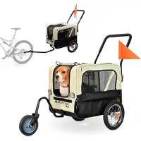 Mobiclinic Bark - Hondenfietskar - Fietskar - Tot 40Kg - 110 x 54 x 94 cm - Opvouwbaar met Reflectoren - Waterdichte hoes - Wit en Zwart