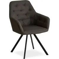 Homestyle4u Eetkamerstoelen van Linnen - met armleuningen - Antraciet