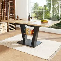 Flieks Uitschuifbare eettafel, rechthoekig, uitschuifbare keukentafel, telescooptafel 118-157x70x75 cm, uitschuifbare tafel in houtkleur met opbergplank, in houtkleur en zwart
