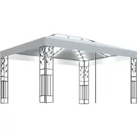Syfax Prieel met dubbel dak en LED-lichtslinger 3x4 m wit