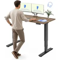 FlexiSpot verstelbaar bureau, elektrisch, 160x80 cm, met dubbele motor, 25 mm dik, één stuk blad en 3-voudig uitschuifbaar EC5 LITE (bruin)