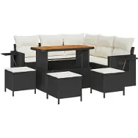 vidaXL Tuinbank Set 10 st 7-Aantal zitplaatsen Zwart en Crème