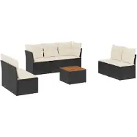 vidaXL 8-delige Loungeset met kussens poly rattan zwart