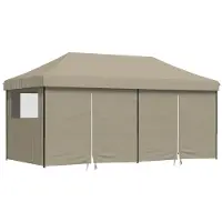 Syfax Partytent inklapbaar pop-up met 4 zijwanden taupe