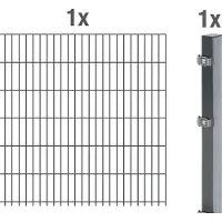 Alberts 641481 dubbelstaafmat hekwerk als complete hekwerkset, antraciet, hoogte 123 cm, lengte 2,5 m