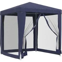 Syfax Partytent met 4 mesh zijwanden 2x2 m HDPE blauw
