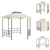 vidaXL Paviljoen met zijwanden, 3,1x2,7 m, crème kleur - Paviljoens & feesttenten