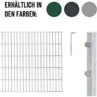 Alberts 674670 dubbelstaafmat hekwerk als 32-delige complete hekwerkset, thermisch verzinkt, hoogte 183 cm, lengte 30 m