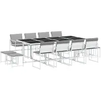 vidaXL 13-delige Tuinset met kussens textileen wit