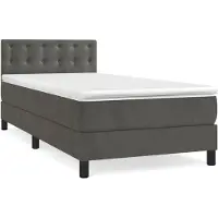 Syfax Boxspring met matras fluweel donkergrijs 90x190 cm