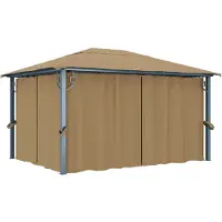 The Living Store De Living Store paviljoen met gordijn, afmetingen 400x300 cm, kleur taupe, materiaal aluminium