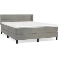 Syfax Boxspring met matras fluweel lichtgrijs 140x190 cm