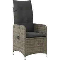 vidaXL Tuinstoel verstelbaar met kussens poly rattan grijs
