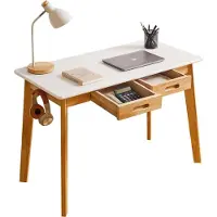 Sonstiges Kleine computerbureau, houten bureau, lade, hangstang, wit, natuurhout