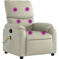 Syfax Massagestoel van kunstleer in crèmekleur